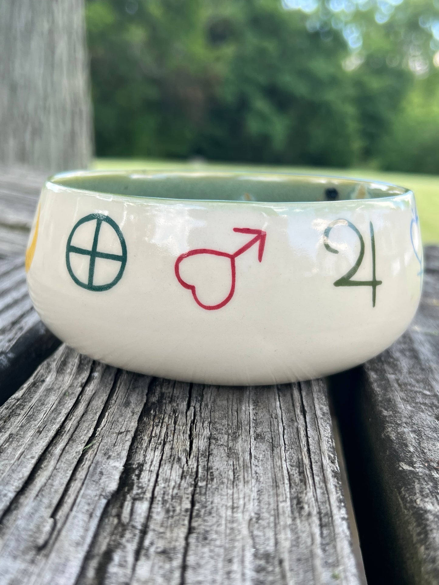 Green Symbols Bowl